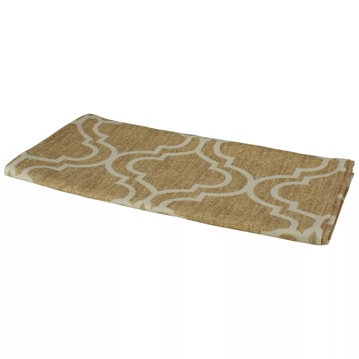 Northlight 88" Tan and White Oversize Print Polyester and Linen Table Runner