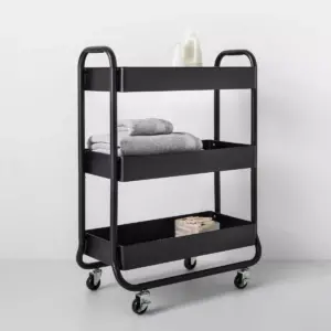 Wide Metal Cart with Wheels Black - Made By Design™