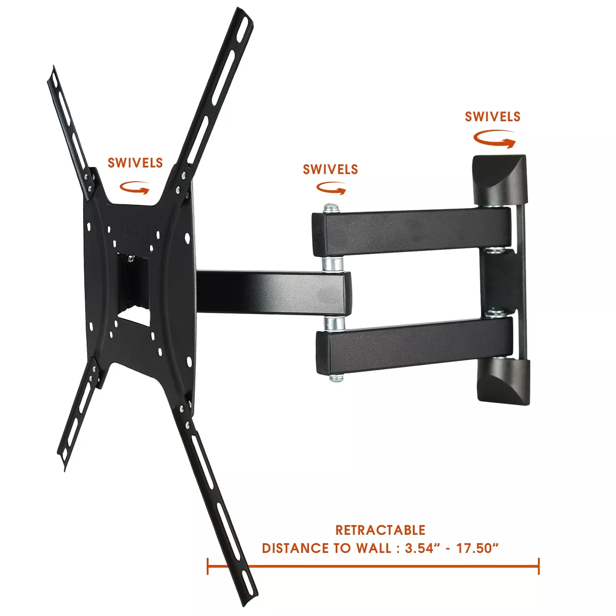 MegaMounts Full Motion, Tilt and Swivel Single Stud Wall Mount