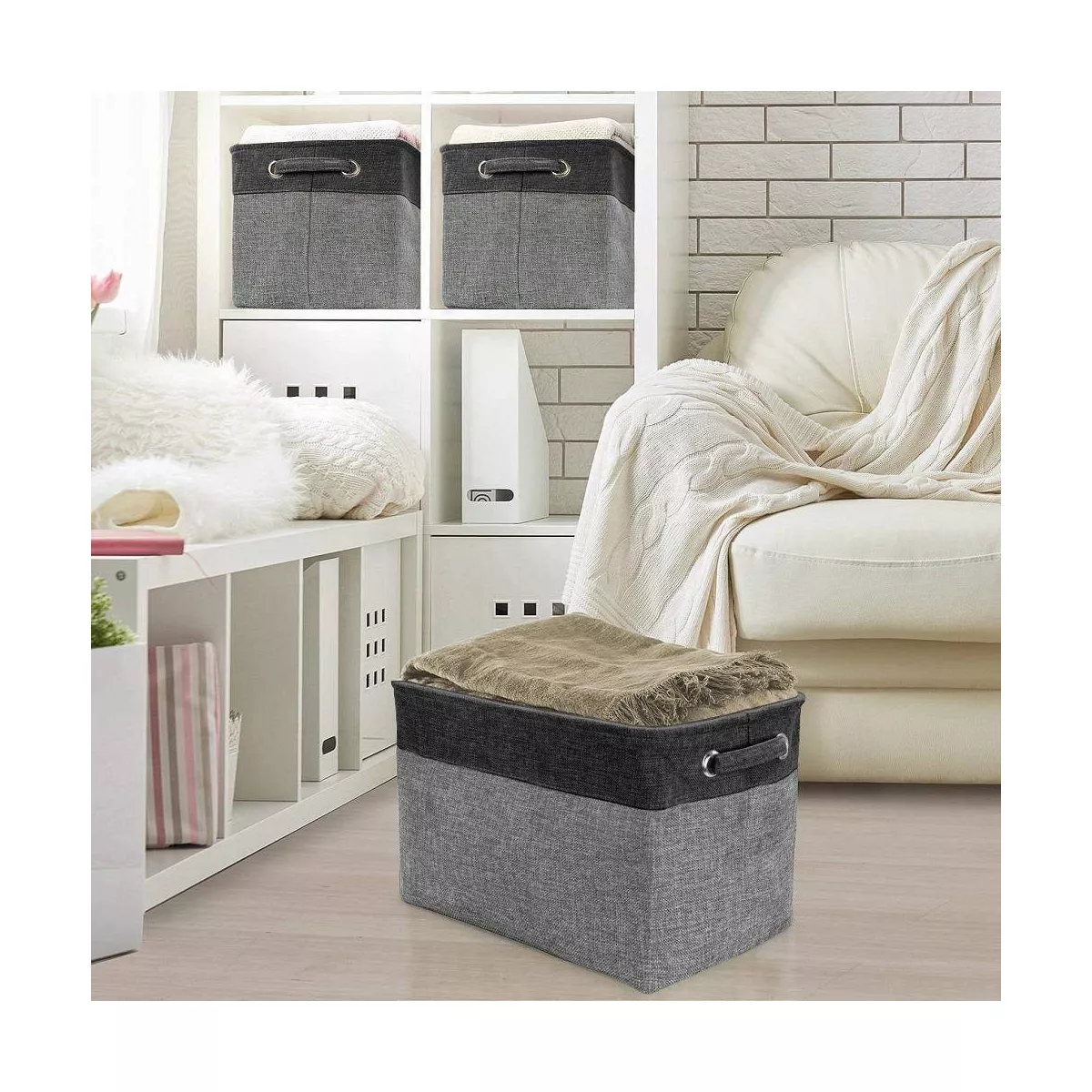 Sorbus 3pk Twill Storage Basket Set Black