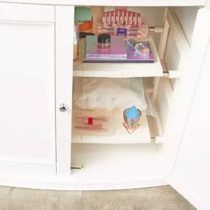 Juvale 2 Tier Under Sink Organizer, Kitchen Cabinet Storage (White, 24.7 x 10.8 x 15.5 In)