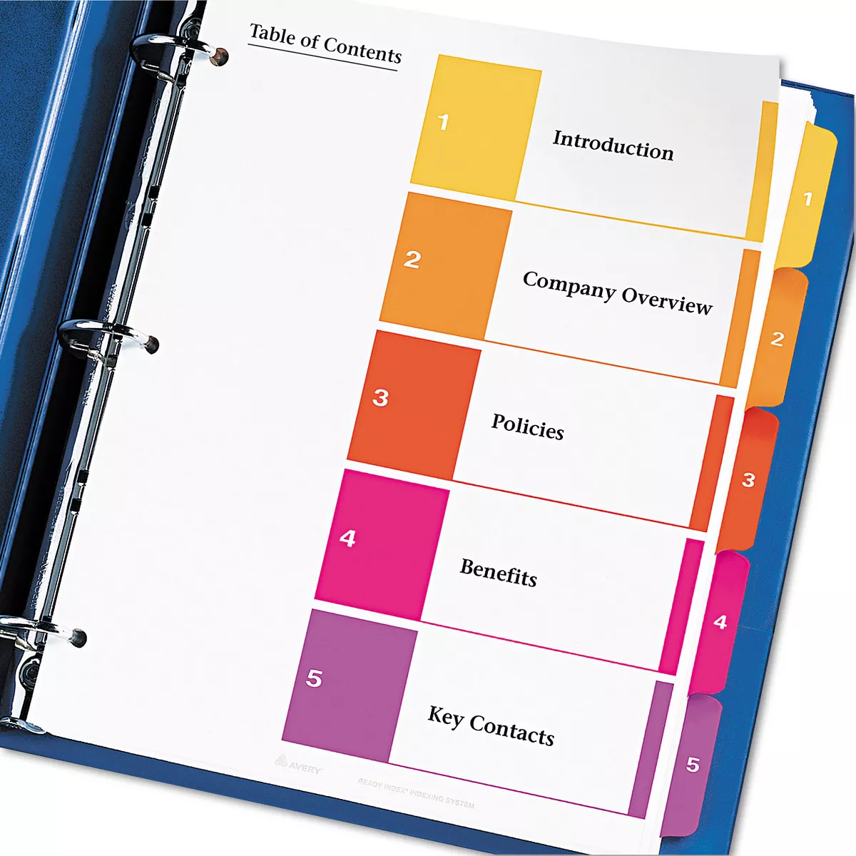 Avery Ready Index Customizable Table of Contents Multicolor Dividers 5-Tab Letter 11131