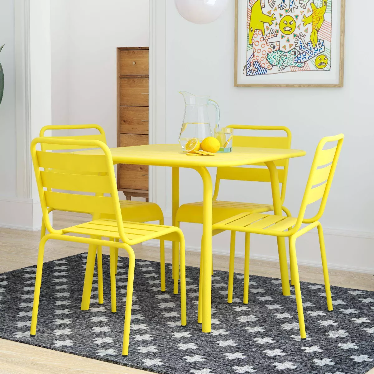 June Square Patio Dining Table - Yellow - Novogratz