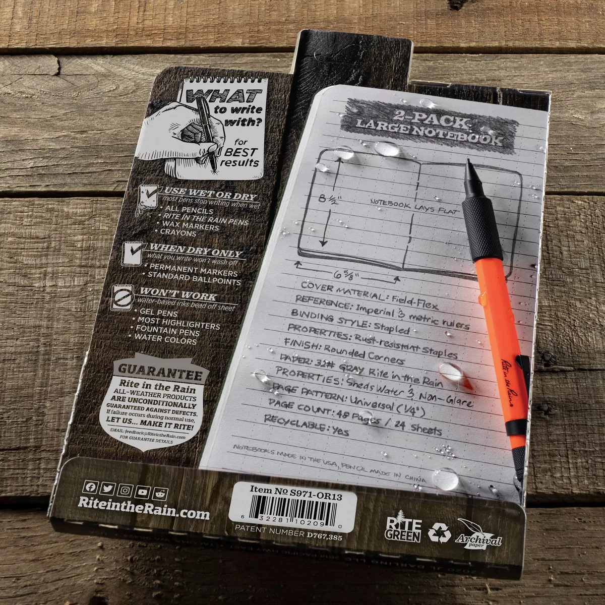 Green Stapled Notebook and Orange Mechanical Pencil Set - Rite in the Rain
