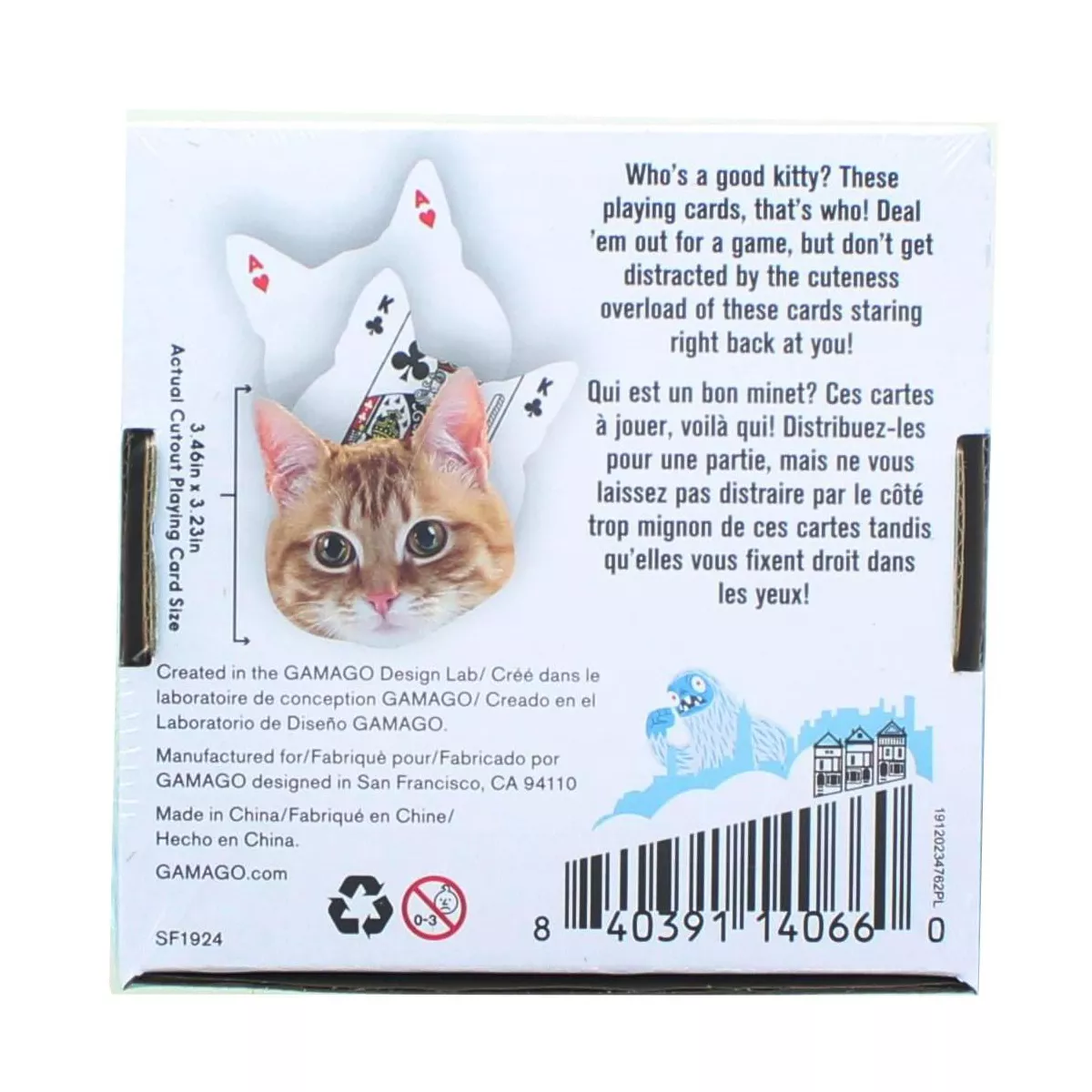 Gamago Kitten-Shaped Playing Cards | 52 Card Deck + 2 Jokers