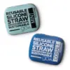 GoSili 2pk Reusable Standard Straw Tins Cobalt/Mint