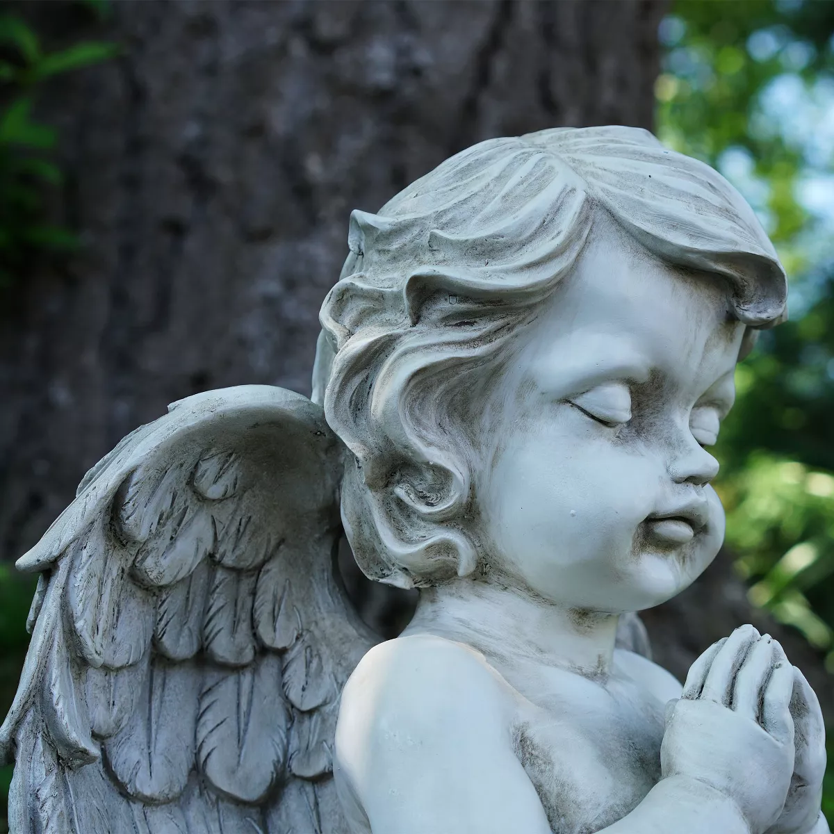 Northlight 13.5" Kneeling Praying Cherub Angel Religious Outdoor Patio Garden Statue - Gray