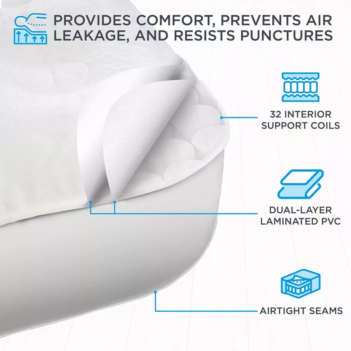 Ivation EZ-Bed 7 in. Thick Twin Size Legs Air Mattress with Inflatable Deflate Defender