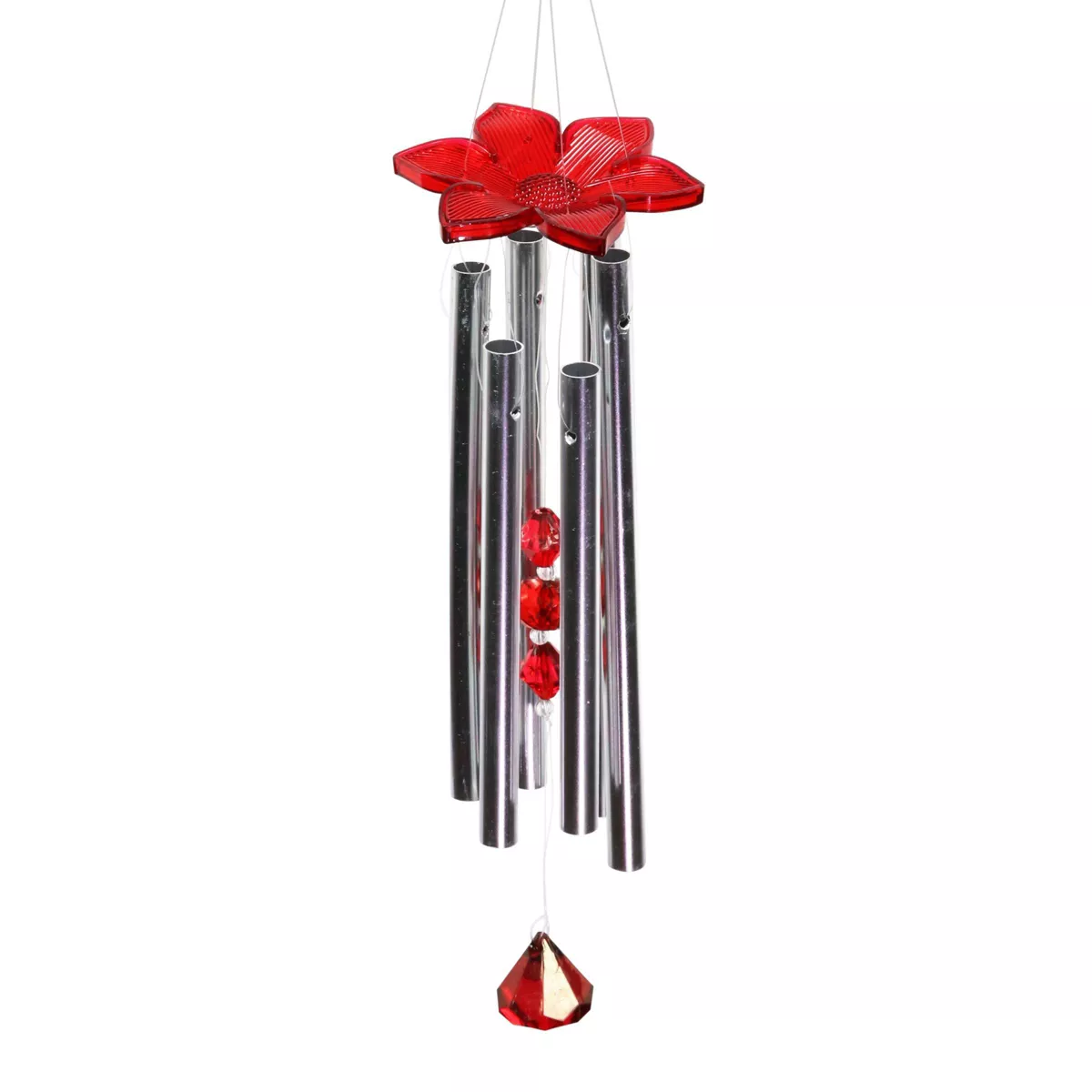 24" Metal Cardinal Spinning Wings Wind Chime Red - Exhart