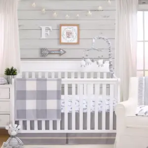 The Peanutshell Farmhouse Check Blanket - Gray