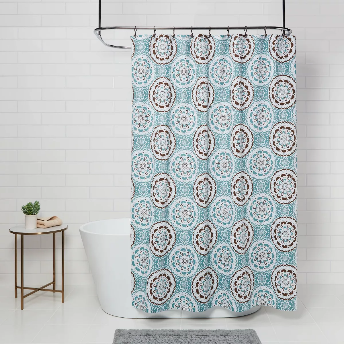 Medallion Shower Curtain Blue/Brown - Threshold™