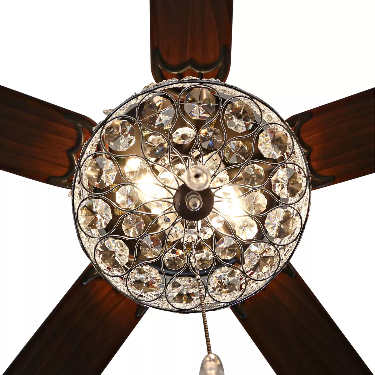 52" LED 5-Blade Olivia Double Beaded Braid Wedding Band Lighted Ceiling Fan - River of Goods