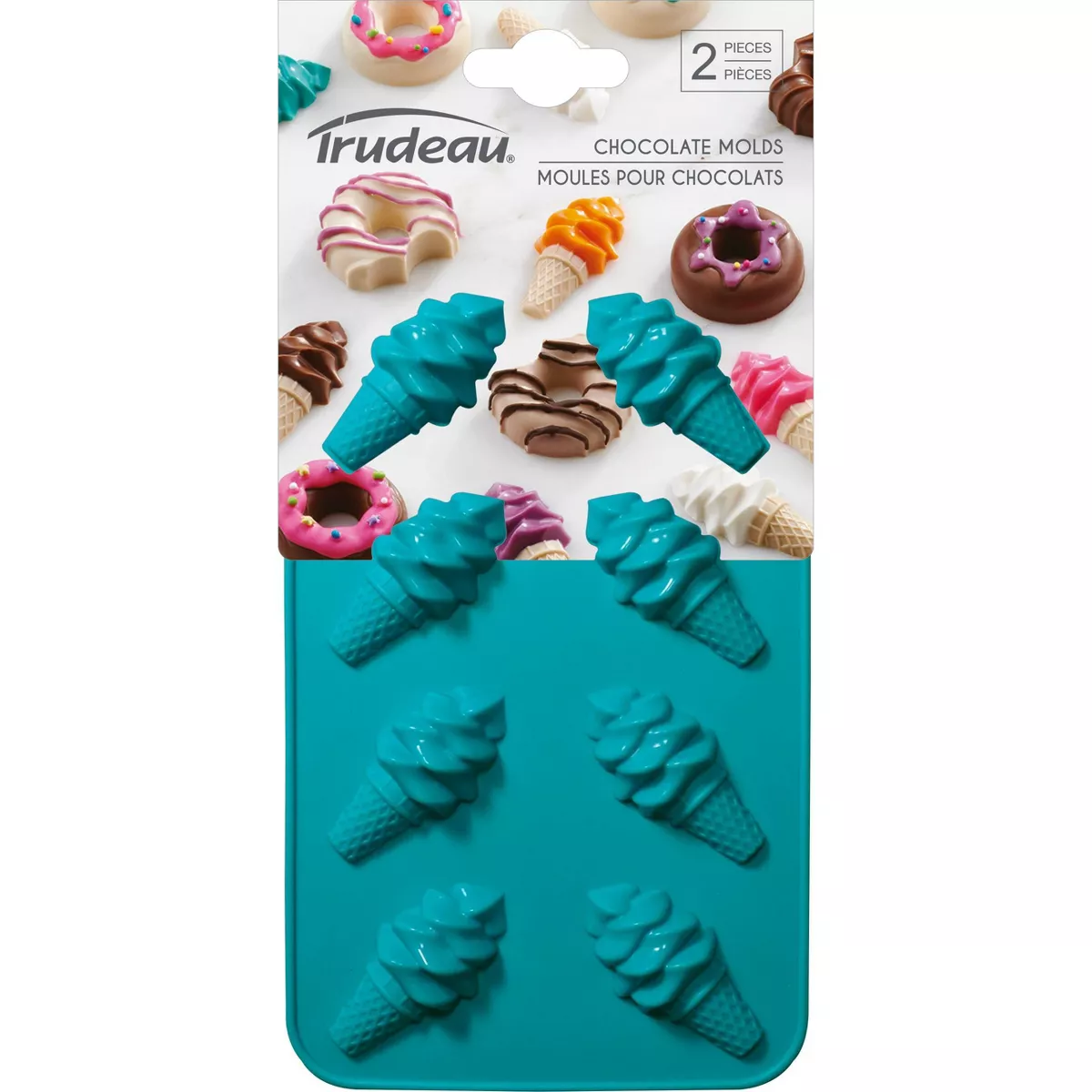 Trudeau 2pk Ice Cream Cone Choclate Molds Tropical Blue