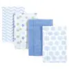 Luvable Friends Baby Boy Cotton Flannel Burp Cloths 4pk, Blue, One Size
