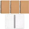 4-Pack Grid Graph Spiral Notebooks with Kraft Cover, Portable A7 Size for Traveler & Students, 5x7
