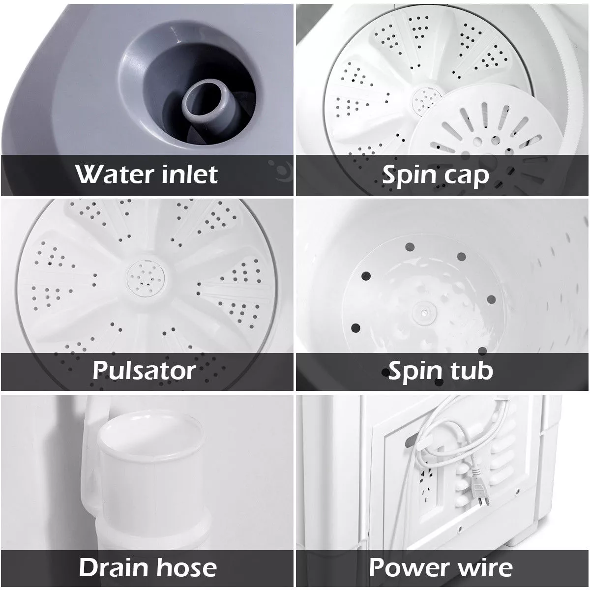 Costway Portable Mini Compact Twin Tub 20Lbs Total Washing Machine Washer Spain spinner
