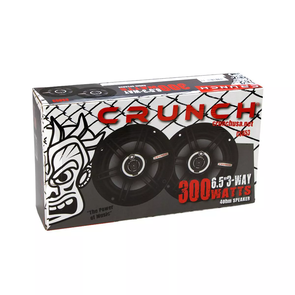 Crunch 300 Watts 6.5-Inch 3-Way 4 Ohms Steel Basket CS Speakers, Black | CS-653