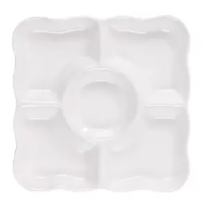 Juvale 2 Pack Porcelain Appetizer Serving Tray, 5-Compartment Platter, White (9.5 x 9.5 x 1 In)