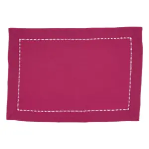 12pk Polyester Hemstitched Border Placemats Pink - Saro Lifestyle