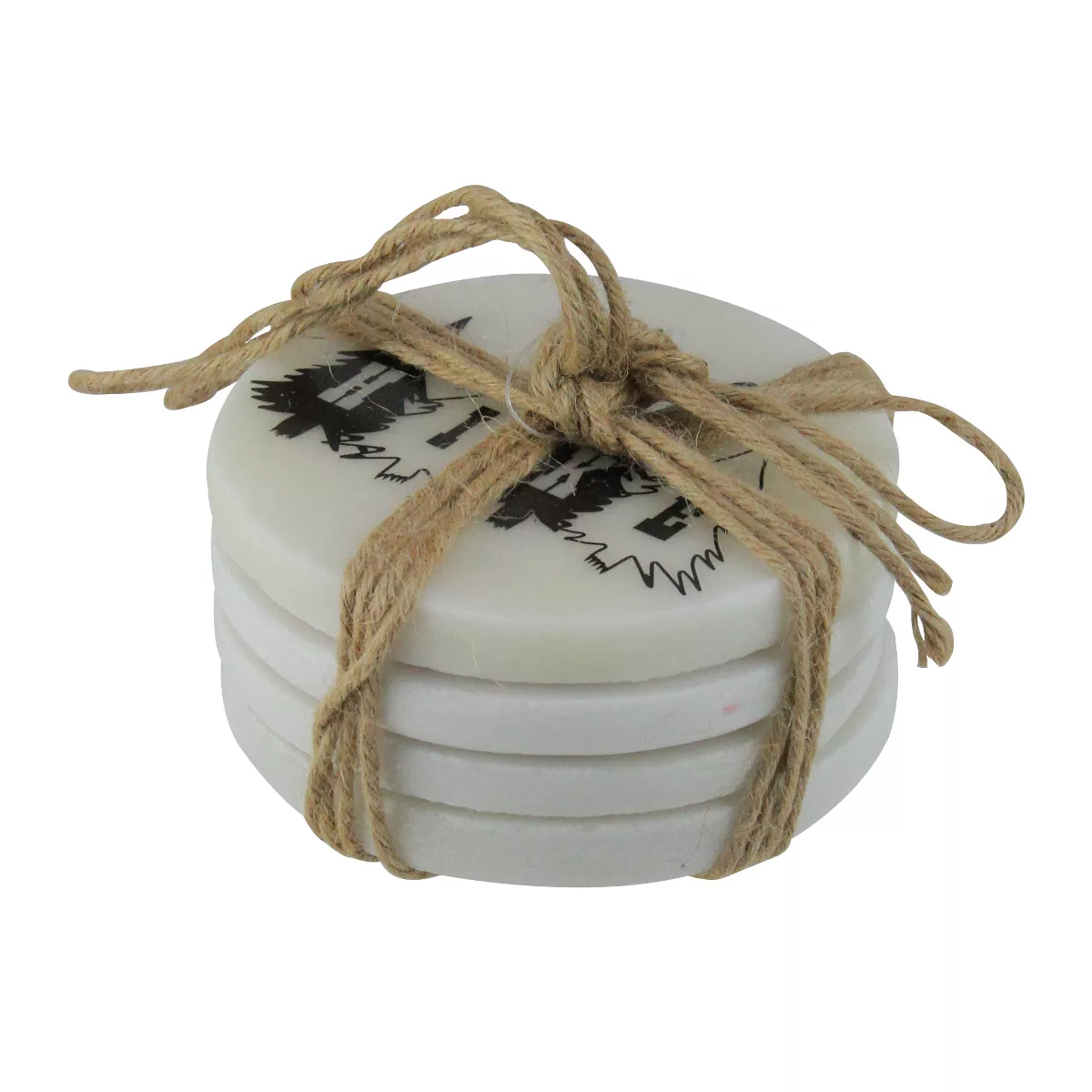 Wild Eye Set of 4 Black and White Wilderness Rustic Coasters with Cork Backing 4”