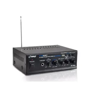 Pyle PTA22BT Mini Compact Bluetooth 80 Watt 2 Channel Home Audio Amplifier Stereo Receiver Sound System with Microphone Input (4 Pack)