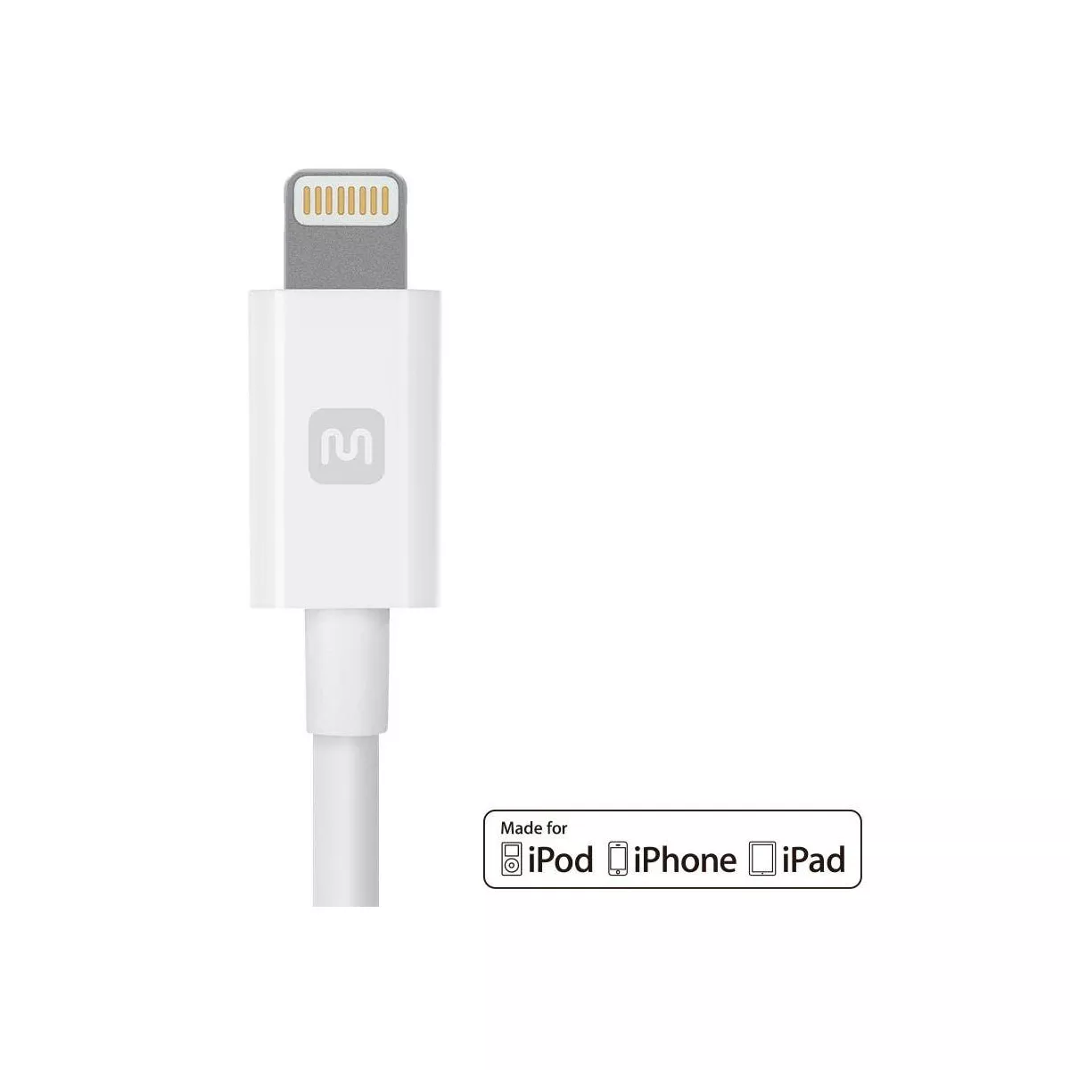 Monoprice Apple MFi Certified Lightning to USB Charge & Sync Cable - 10 Feet - White | iPhone X, 8, 8 Plus, 7, 7 Plus, 6, 6 Plus, 5S - Select Series