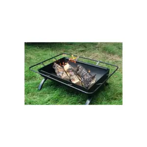 Sunnydaze Outdoor Camping or Backyard Rectangular Northland Fire Pit with Cooking Grill Grate, Spark Screen, Log Poker, and Fire Pit Cover - 36