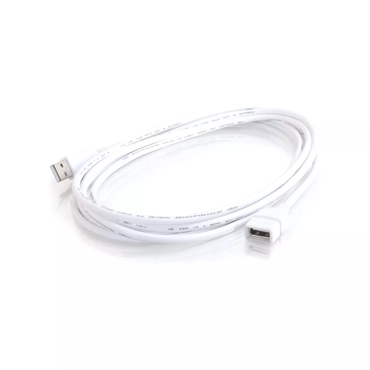 C2G 3m USB Extension Cable - USB 2.0 A to A - Male to Female - 10ft White - Type A Male - Type A Female - 9.84ft - White