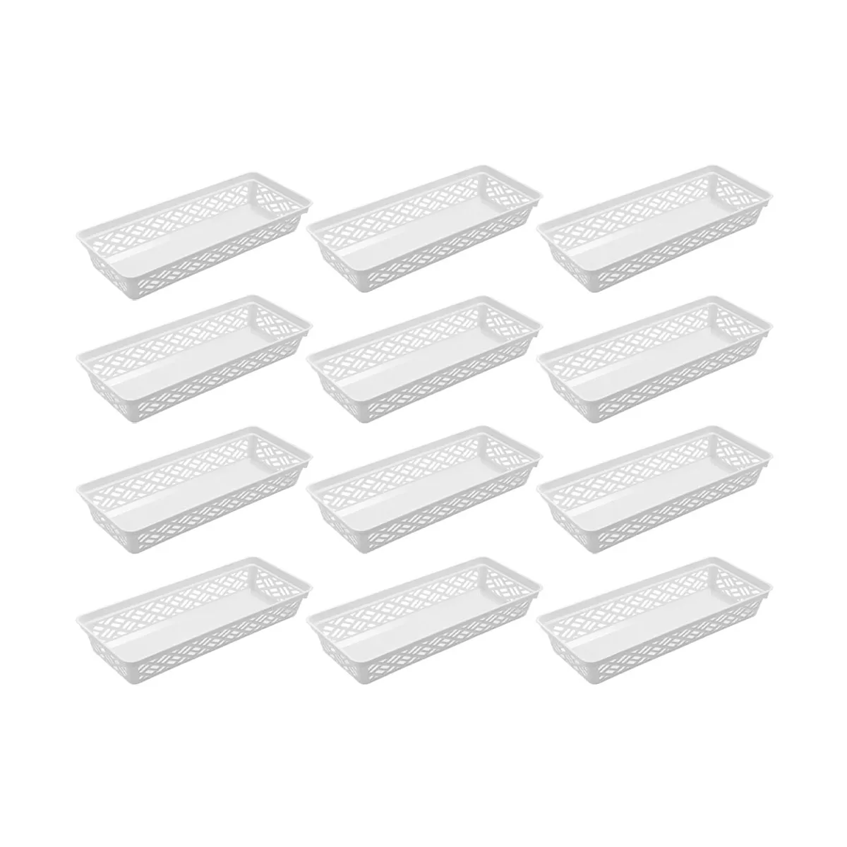 Ezy Storage 32135 Long Brick or Plastic Household Organization Basket, (12 Pack)