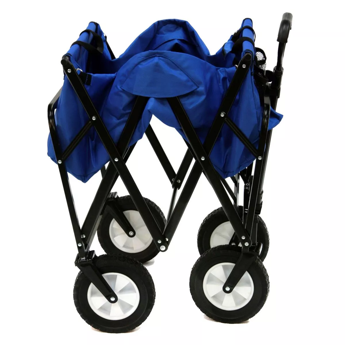 Mac Sports Heavy Duty Steel Frame Collapsible Folding 150 Pound Capacity Outdoor Camping Garden Utility Wagon Yard Cart, Blue