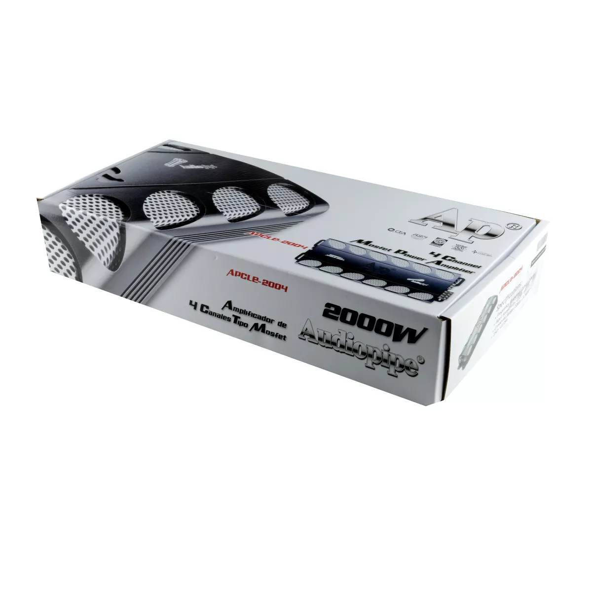 AudioPipe APCLE-2004 Class AB 4 Channel 2000 Watt MAX Car Audio Sound System Power Amplifier Kit w/ Bass Knob, RCA Input/Output, & Overload Protection