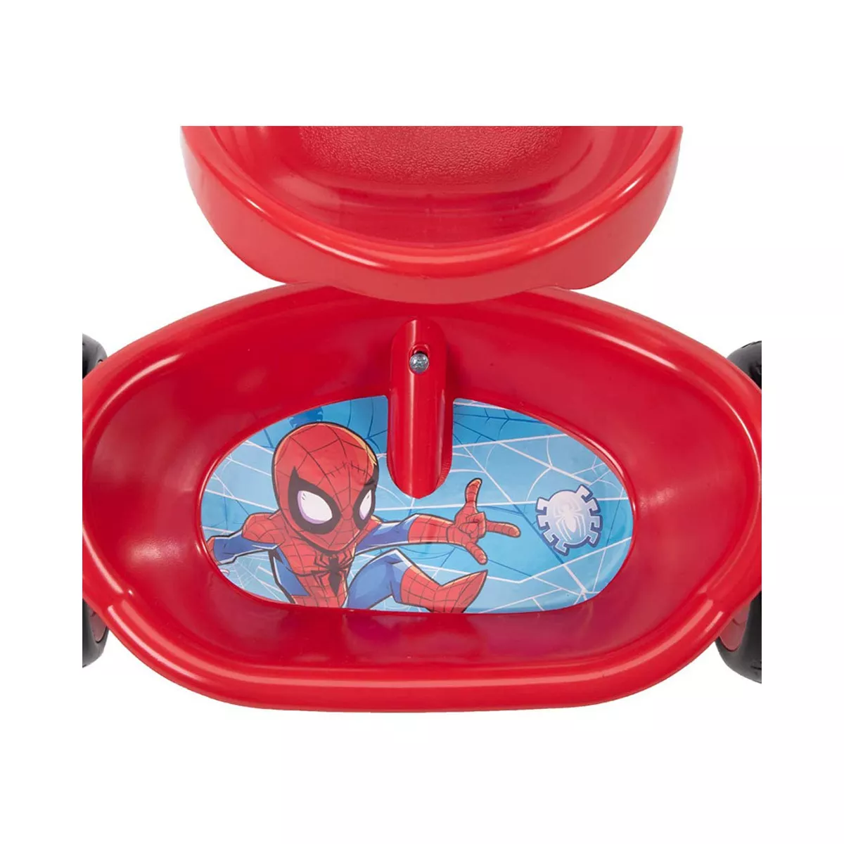 Huffy Marvel Spiderman 3 Wheel Preschool Training Tricycle with Steel Frame, Storage Basket, Plastic Pedals, and Handlebar Grips for Toddlers, Red