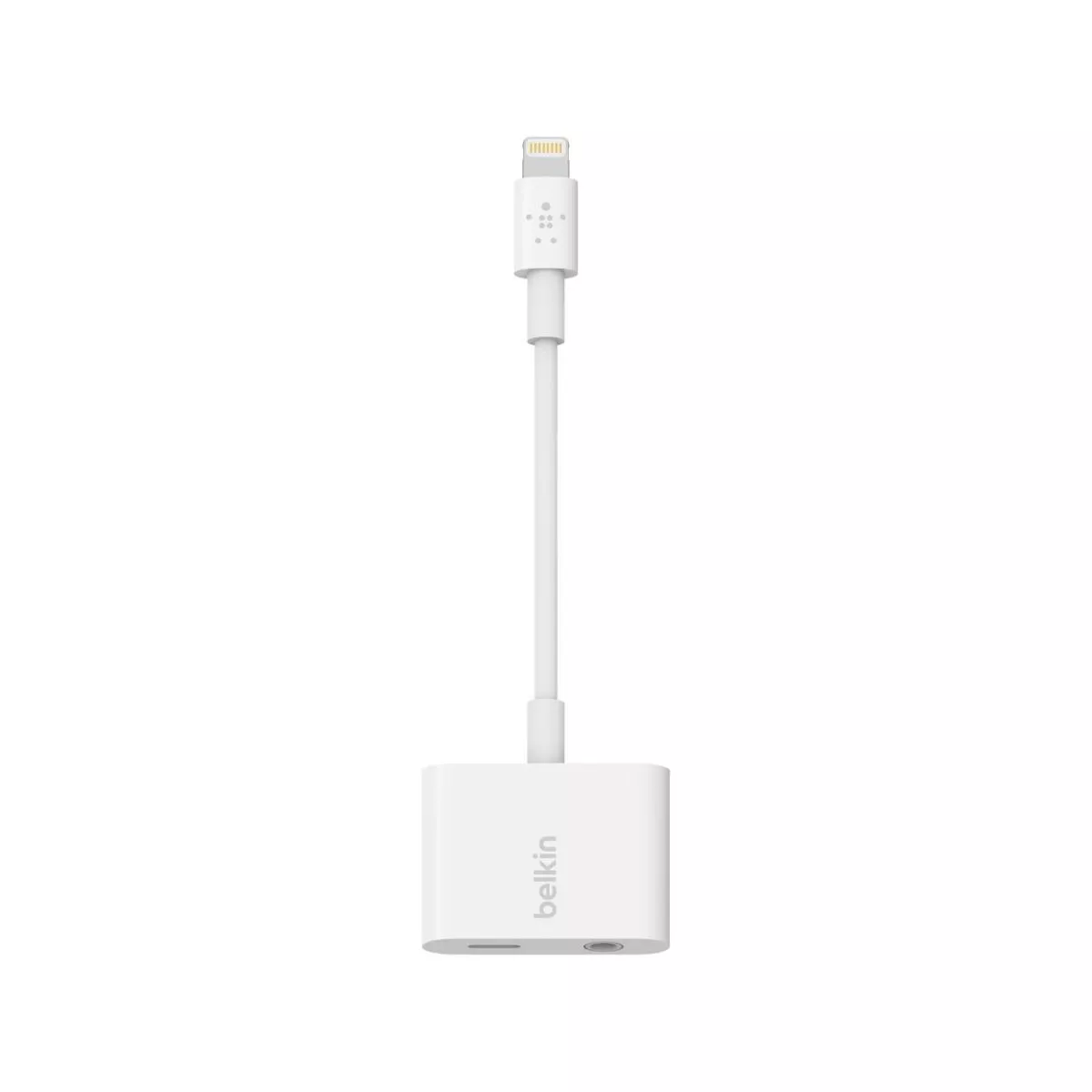 Belkin RockStar 3.5mm Audio Aux with TPU Lightning to USB-C Charge Adapter - White