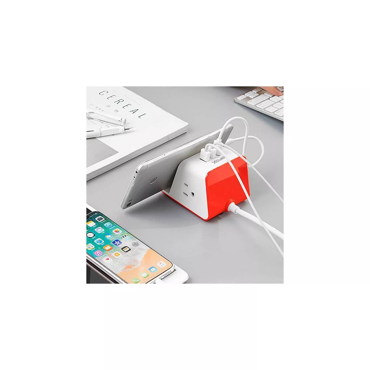 MyDesktop 29W Wireless Charging Stand with 3 USB Ports and 2 Power Outlets