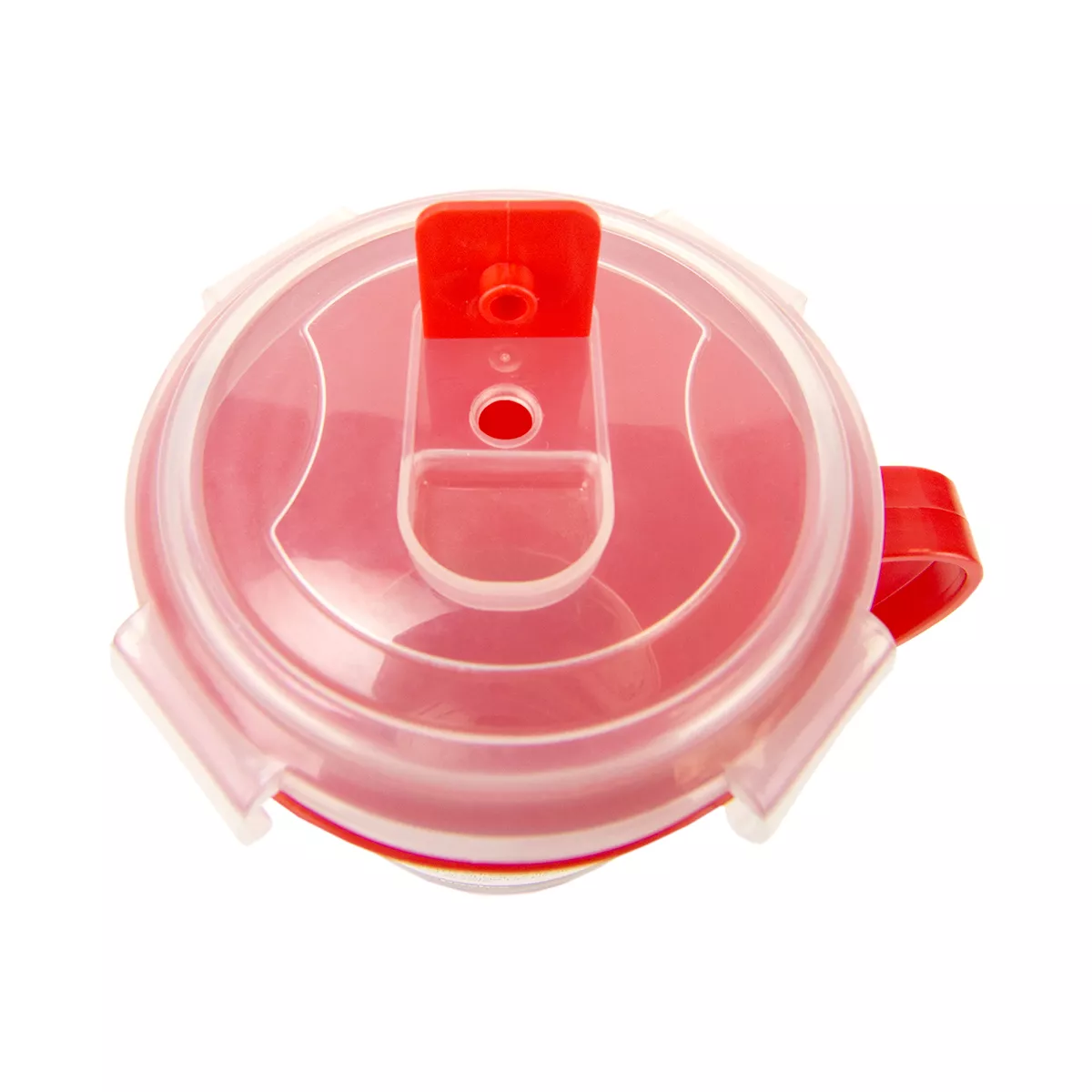 Home Basics 24 oz. Plastic Microwaveable Soup Mug, Red/Clear