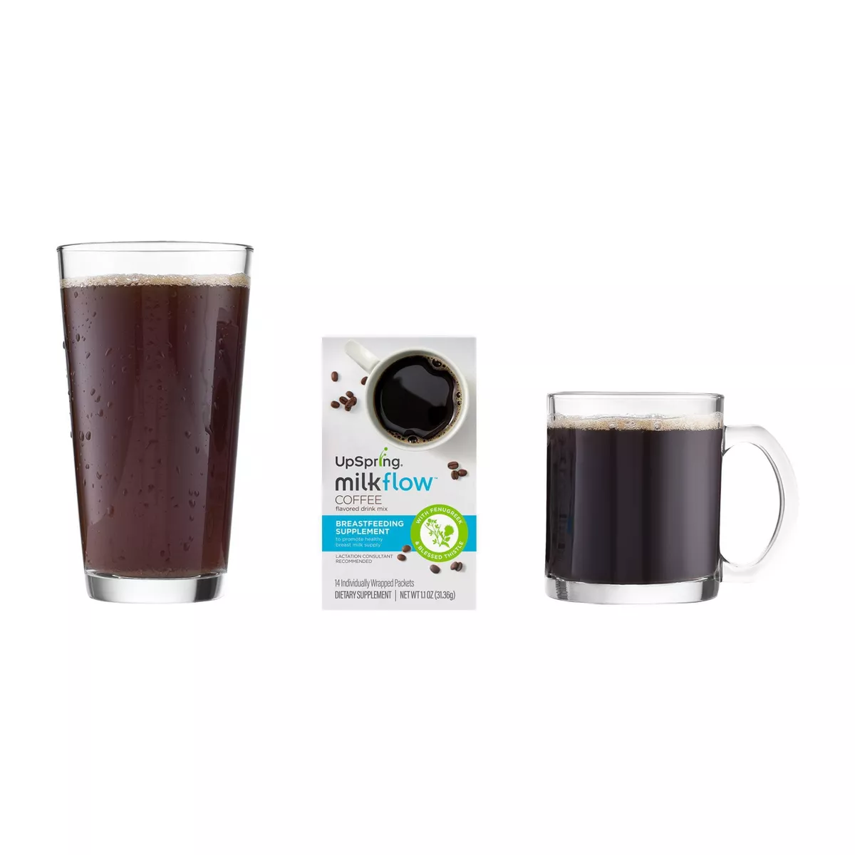 UpSpring Milkflow Fenugreek and Blessed Thistle Lactation Supplement Coffee Drink Mix - 14ct