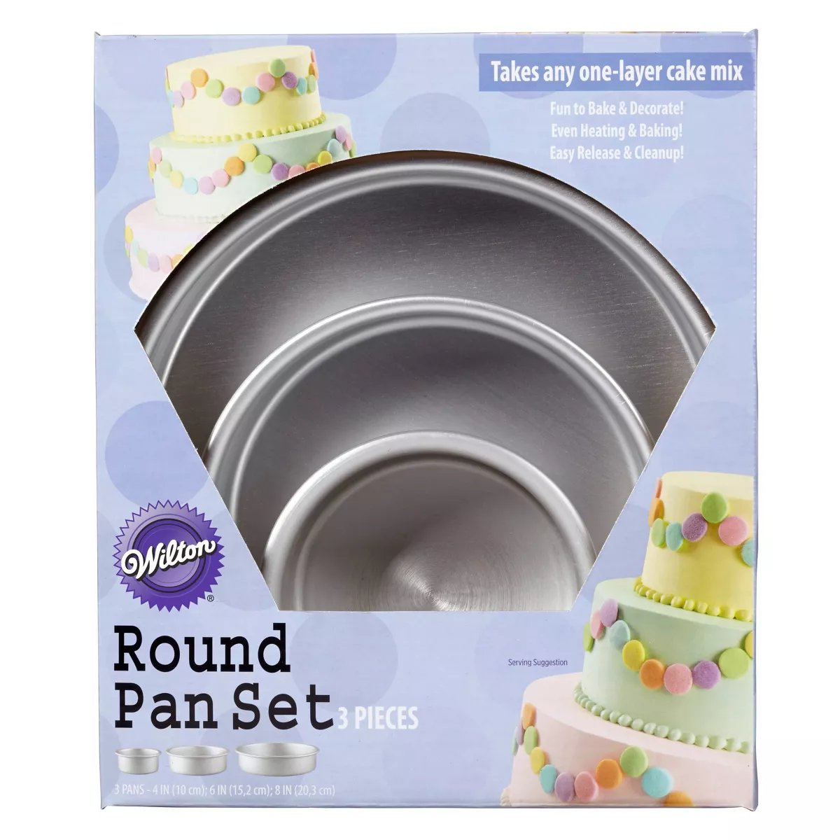 Wilton 3pc Performance Pans Aluminum Round Cake Pans 8