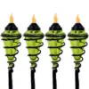 Sunnydaze Outdoor Adjustable Height Glass and Metal Swirl Patio and Lawn Citronella Torch Set - Green - 4pk