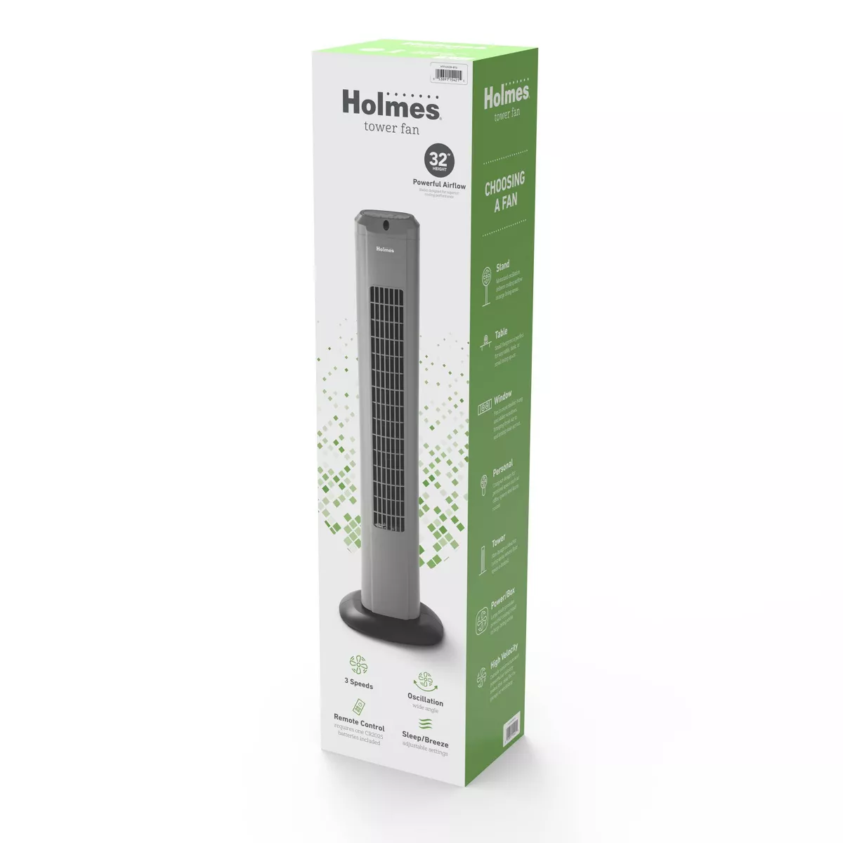 Holmes 32" Digital Tower Fan Oscillating with Remote Dark Gray