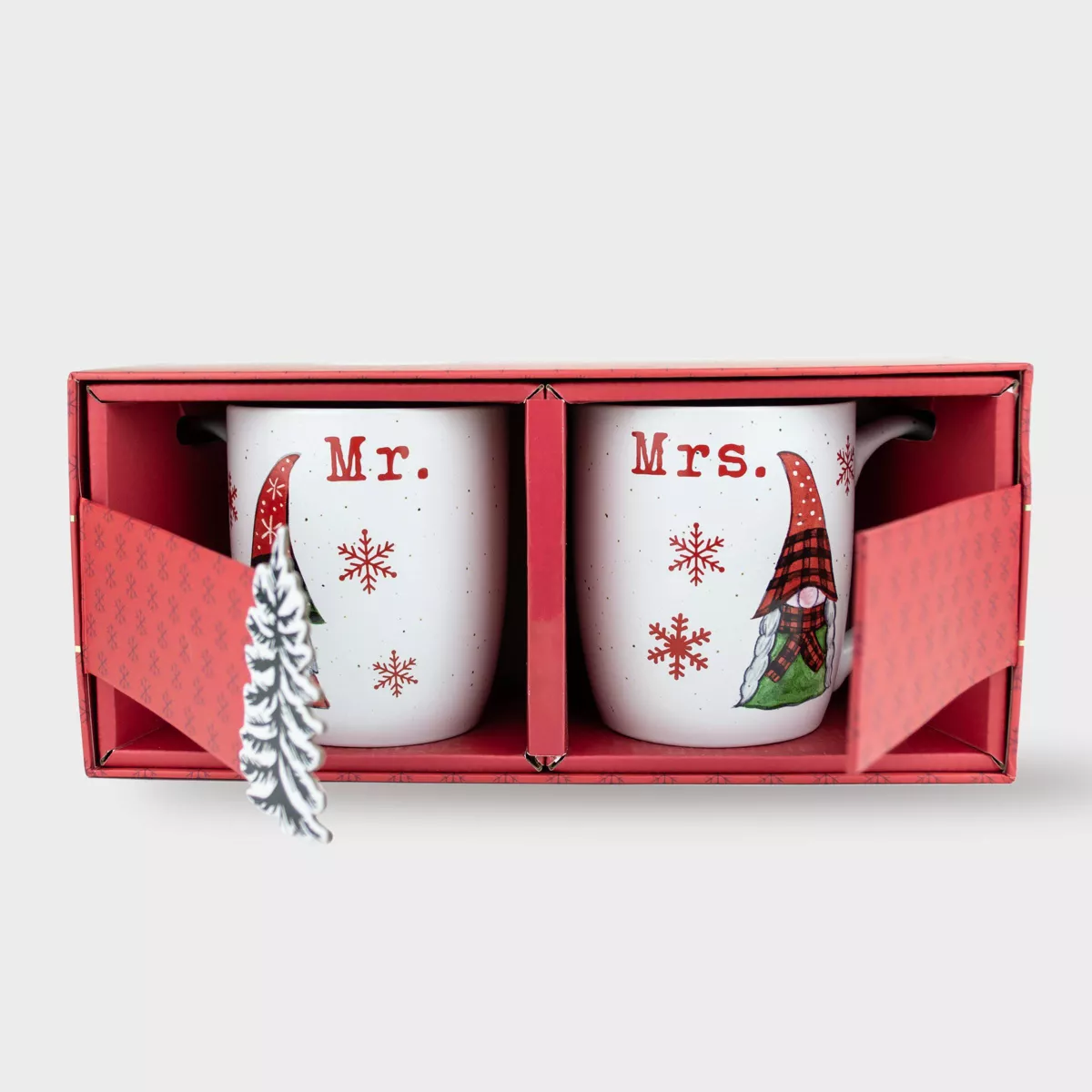 16oz 2pk Ceramic Mr. and Mrs. Gnome Mugs - Peppermint & Pine