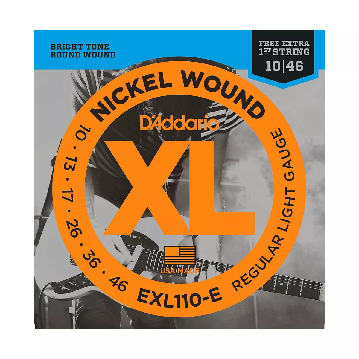 D'Addario EXL110-E Bonus Pack: Light Electric Guitar Strings with Bonus High E String (10-46)