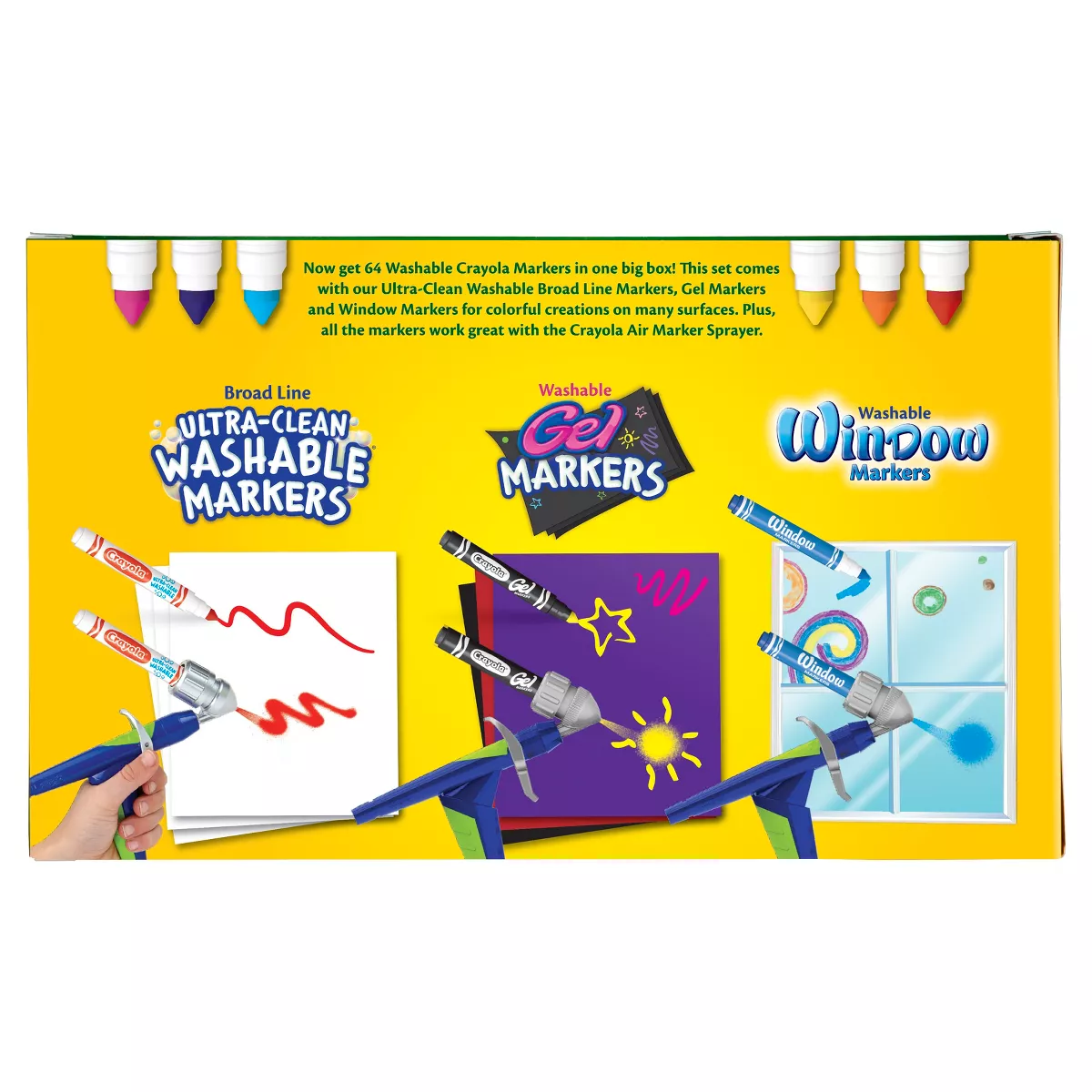 Crayola 64ct Broad Line Markers with Gel & Window Markers