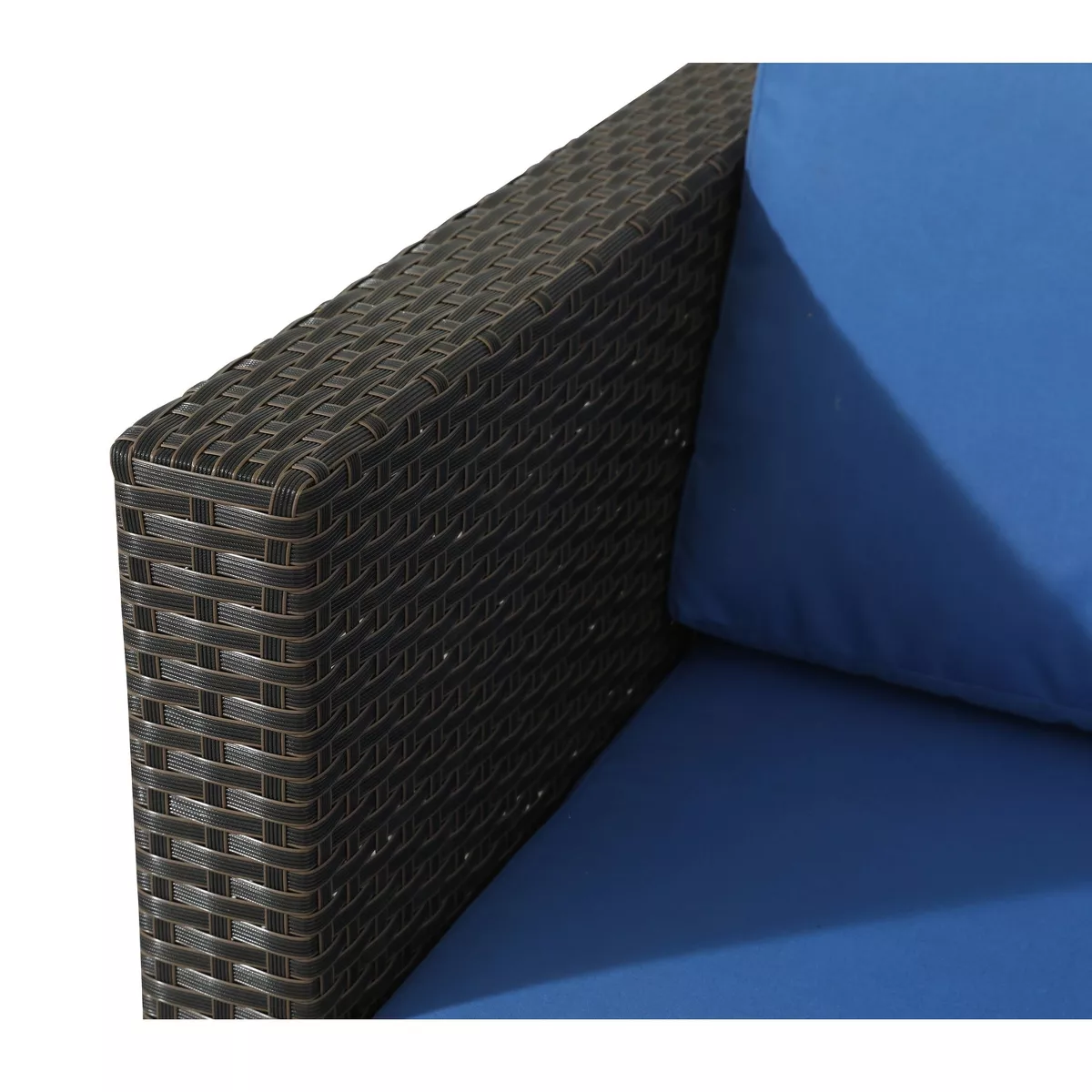 4pc Wicker Rattan Patio Sofa Set with Blue Cushions - Accent Furniture