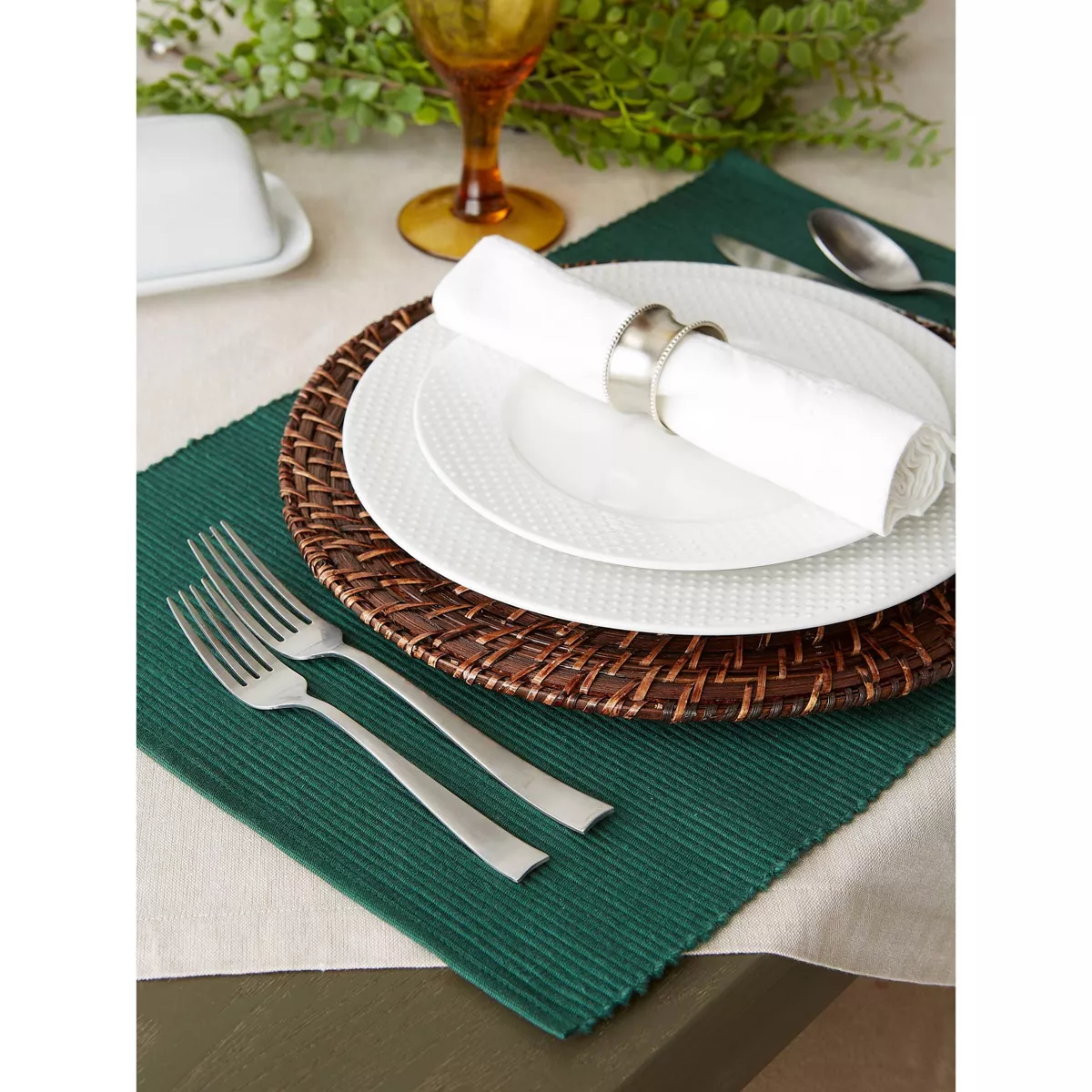 Set of 6 Nautical Ribbed Placemat Blue - Design Imports