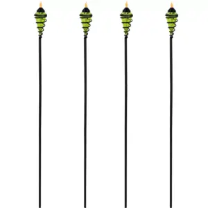 Sunnydaze Outdoor Adjustable Height Glass and Metal Swirl Patio and Lawn Citronella Torch Set - Green - 4pk