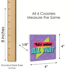 Big Dot of Happiness 90's Throwback - Funny 1990s Party Decorations - Drink Coasters - Set of 6