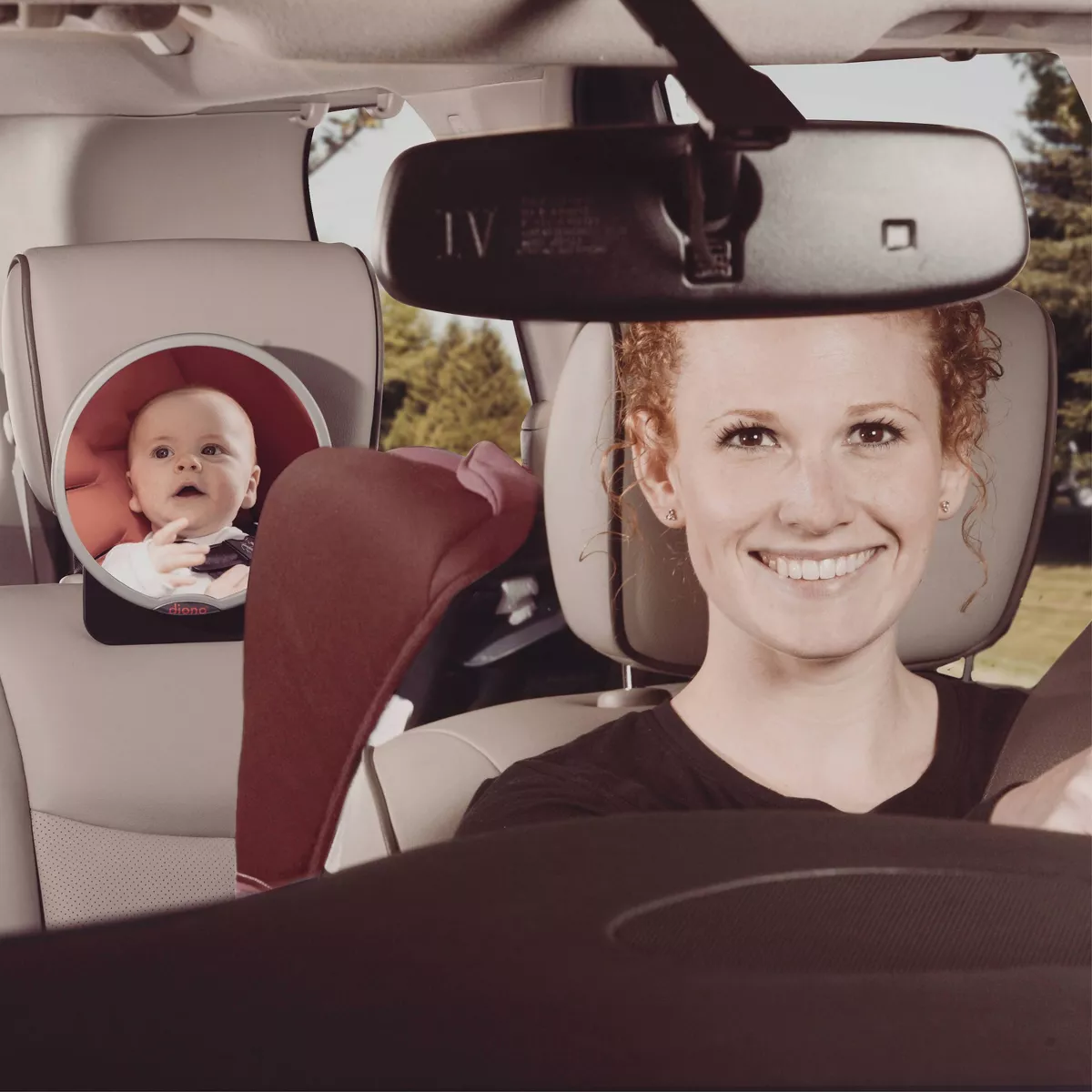 Diono Easy View Baby Car Mirror Adjustable Safety Car Seat Mirror for Rear Facing Infant Crash Tested - Silver