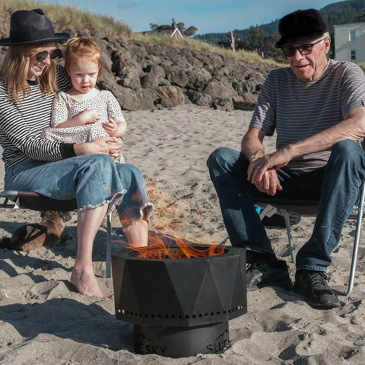 The Ridge Portable Pellet Fire Pit - Black - Blue Sky Outdoor Living