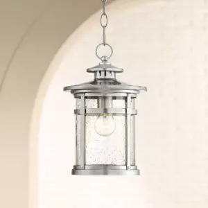 Franklin Iron Works Industrial Outdoor Lighting Hanging Lantern Chrome 13 1/2