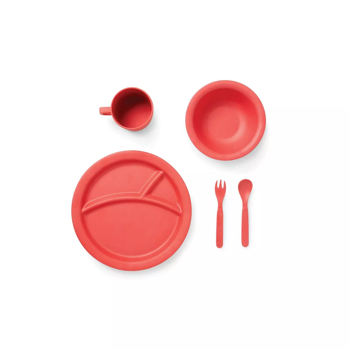 5pc Bamboo Fiber Kids Dinnerware Set Red - Red Rover